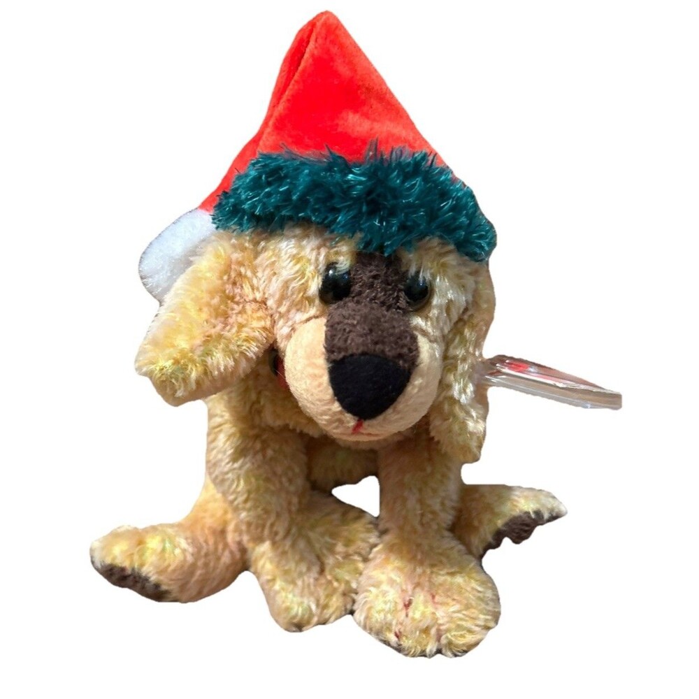 Jingle Pup | Ty Beanie Baby | Cute Brown Puppy with Santa Hat | Christmas
